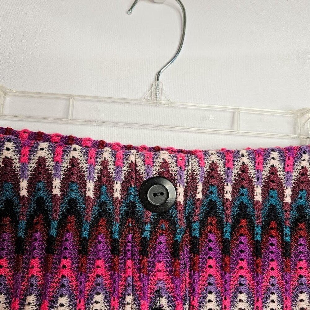FREE PEOPLE Skirt size M PURPLE PINK WHITE BLUE Twee Knit Retro Mini Whimsical - Picture 3 of 6